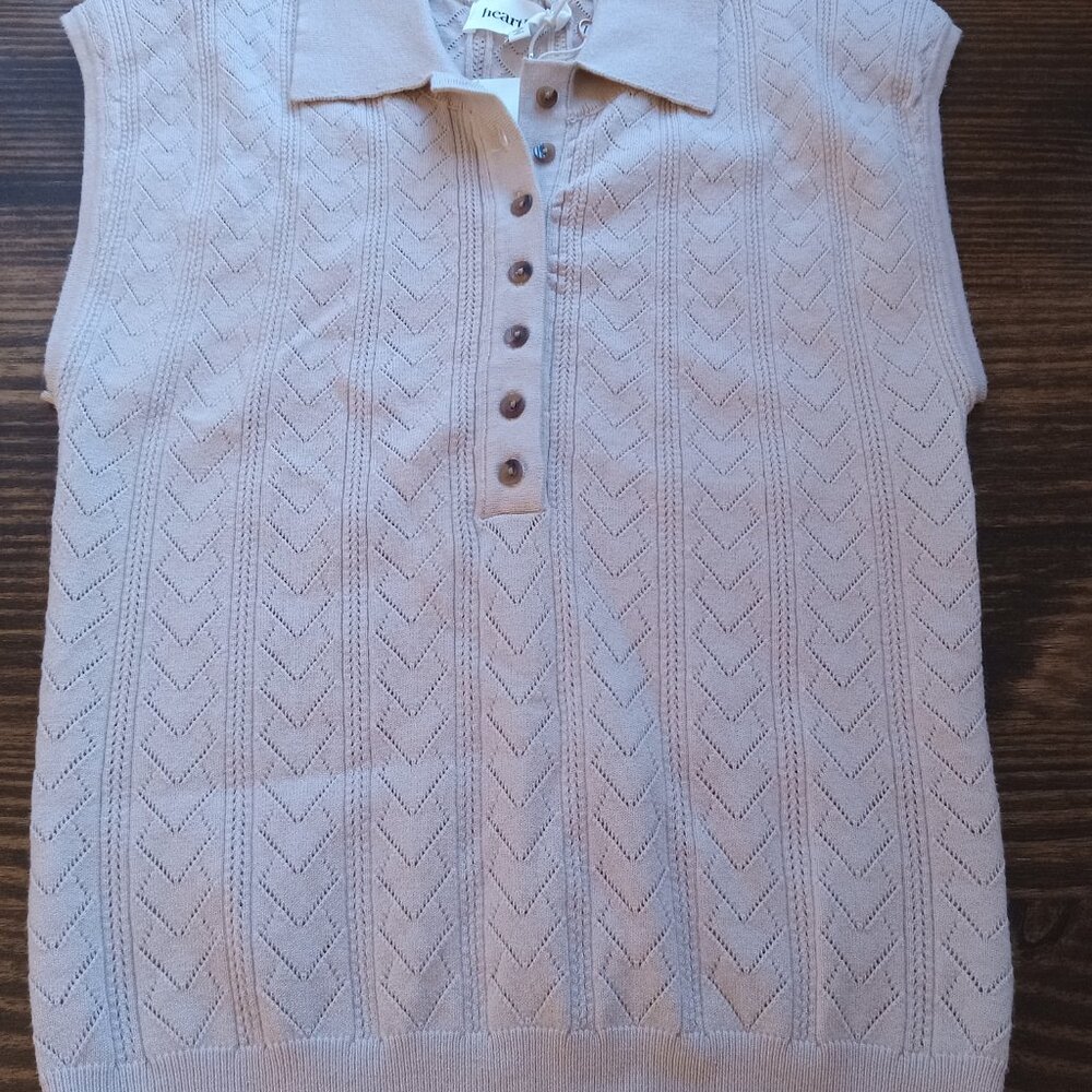 J. Crew Sleeveless Pointelle Polo Sweater Vest in Light Pink